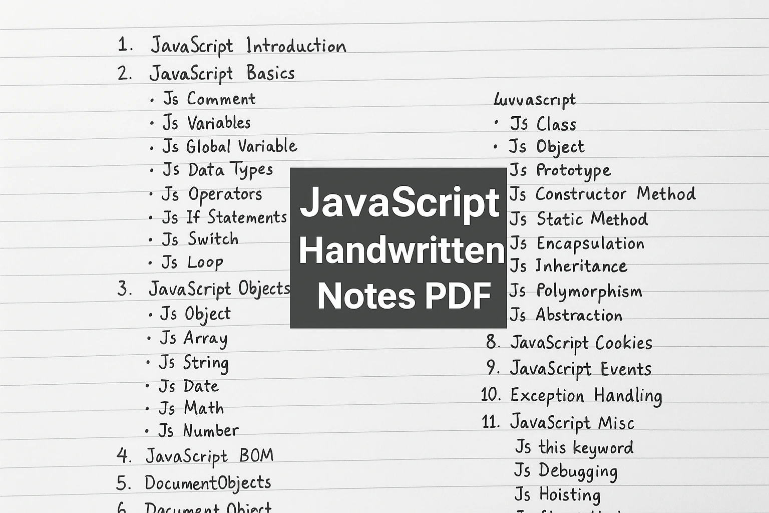 JavaScript Handwritten Notes PDF