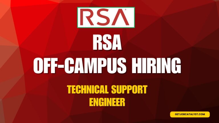RSA Security - Urgent Hiring For Technical Support Engineer
