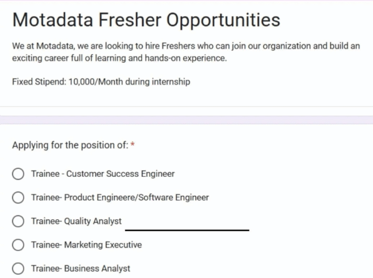 Motadata Off-Campus Hiring For Multiple Roles