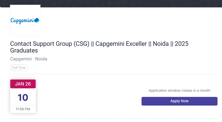 Capgemini Off-Campus Hiring For Contact Support Group
